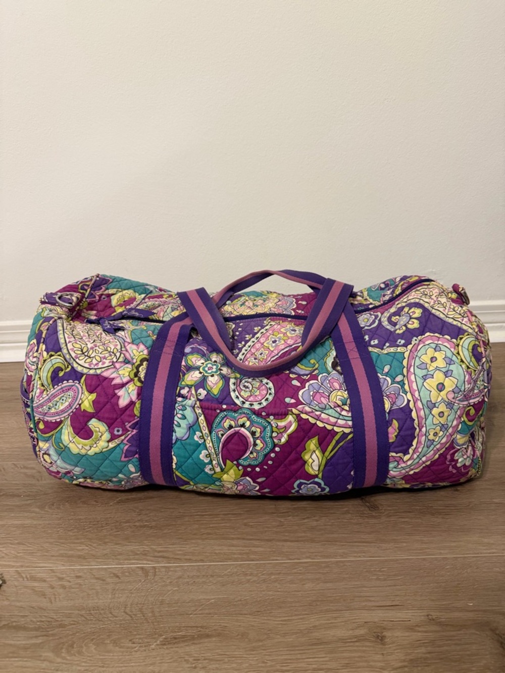 Vera Bradley Purple Paisley Quilted Travel Duffel